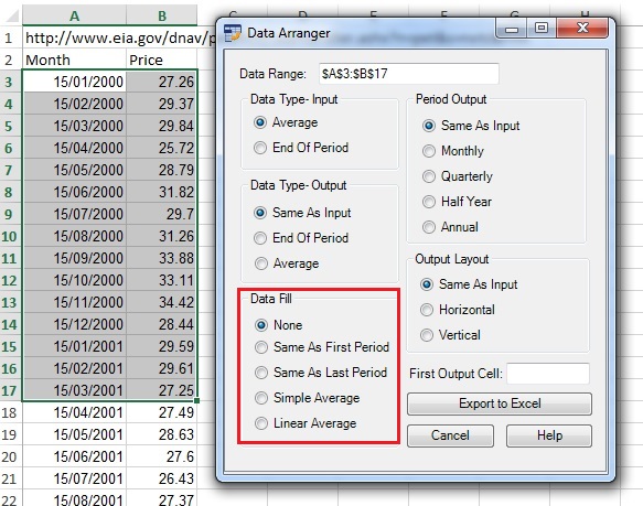 data arranger data fill