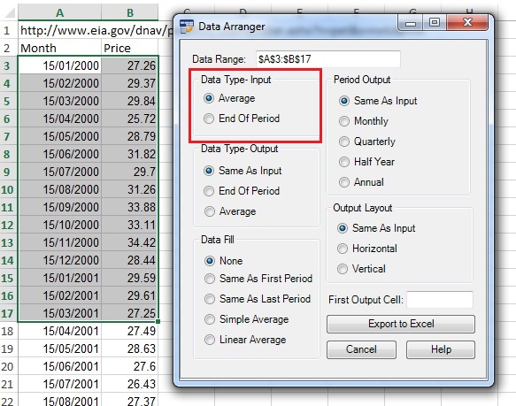 data arranger data input