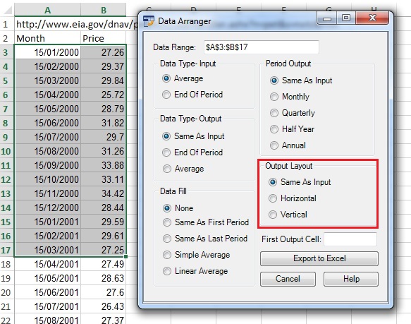 data arranger output layout