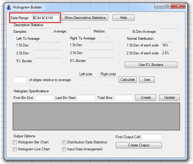 histogram builder data range